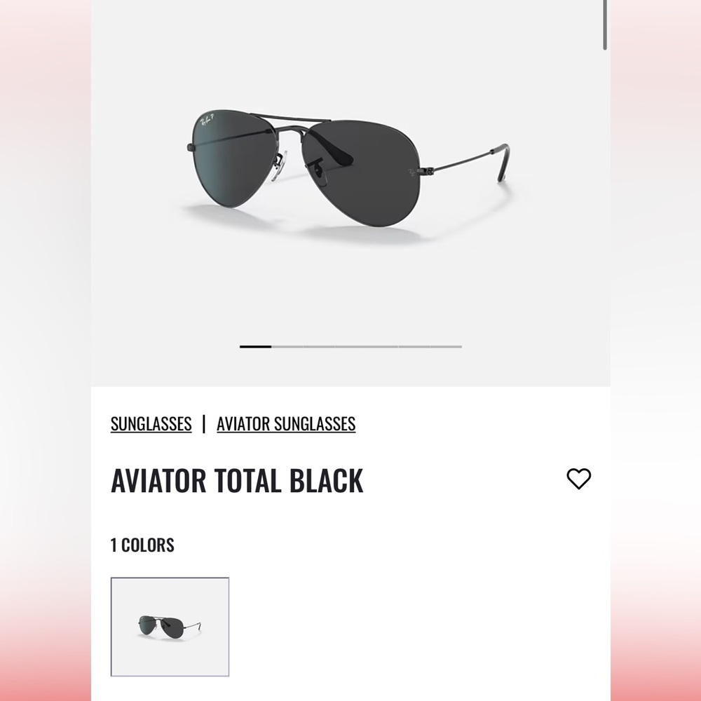 Ray Ban total black aviator sunglasses